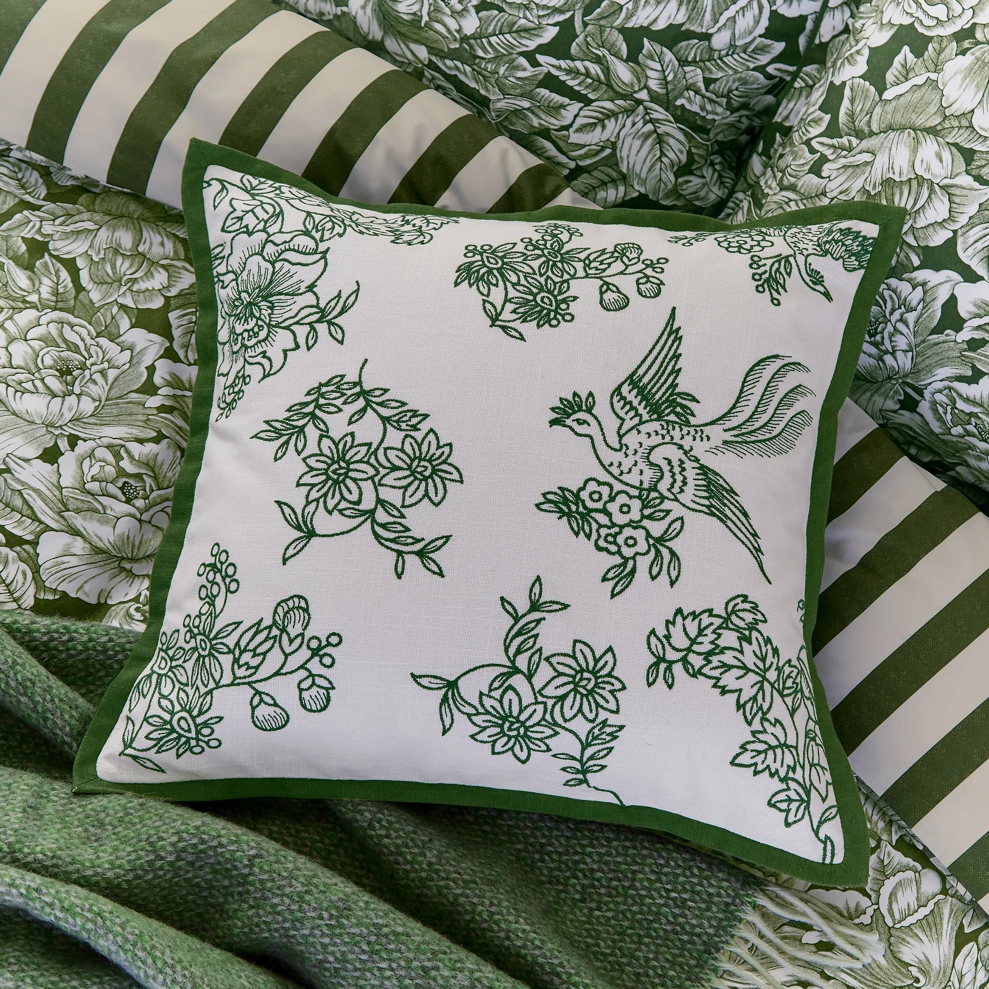 Hibiscus Cushion By Bedeck Of Belfast X Burleigh In Green